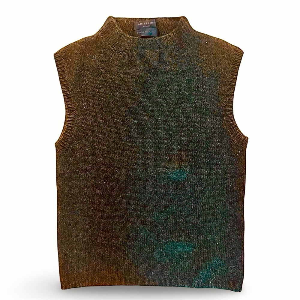 ANTEPRIMA Olive Cashmere Knit Sleeveless Sweater